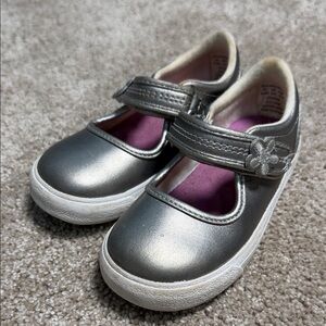 Keds Silver Mary Jane Sneakers with Pink Lining